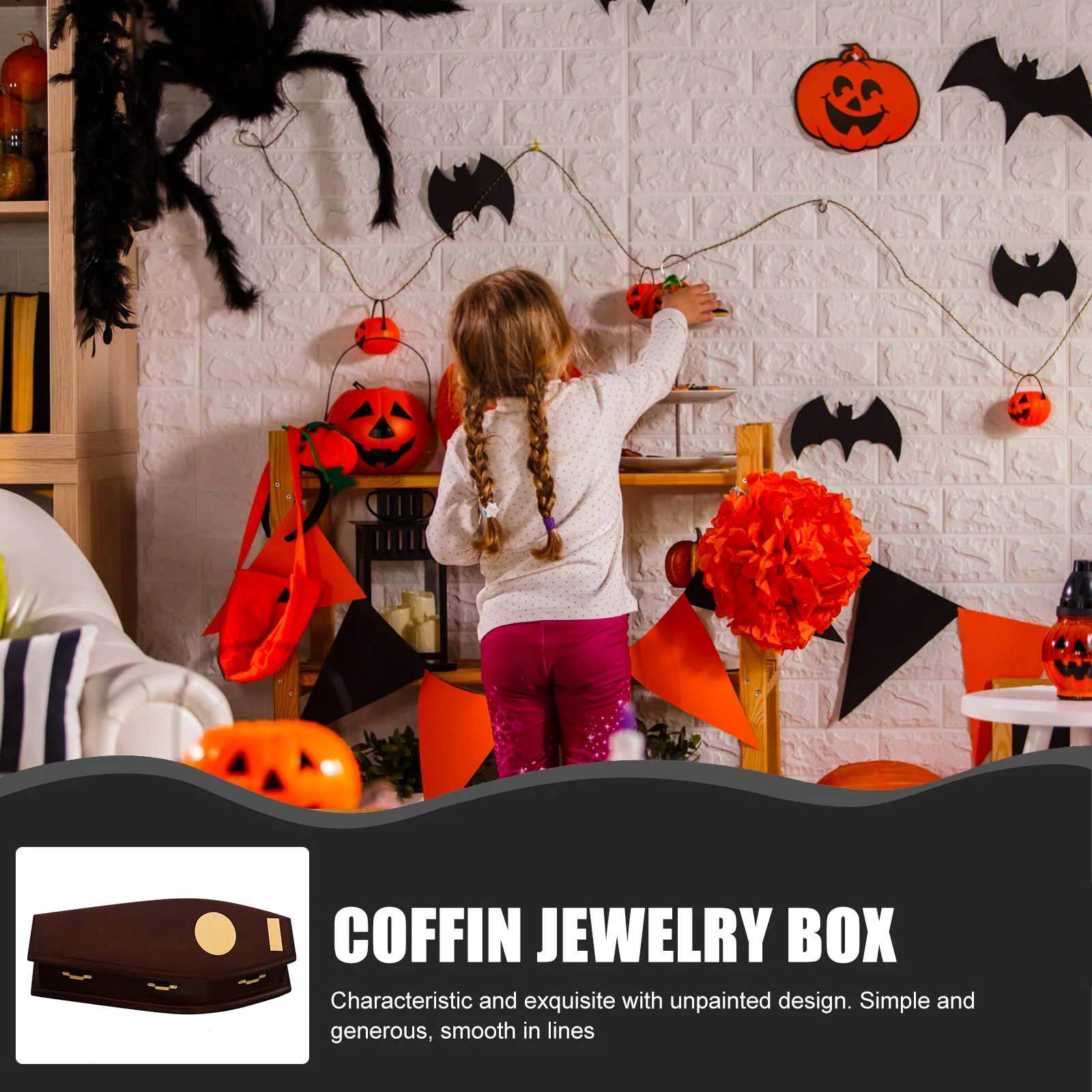 

Miniature House Coffin Decor Wooden Small Coffin Craft Mini Size Dollhouse Furniture Halloween Ornament Miniature Furniture