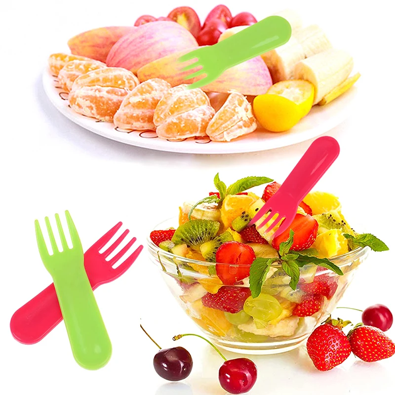 10 pezzi forchetta da frutta in plastica mini cartone animato per bambini forchetta da frutta snack torta dessert cibo pick stuzzicadenti pranzo Bento decorazioni per feste