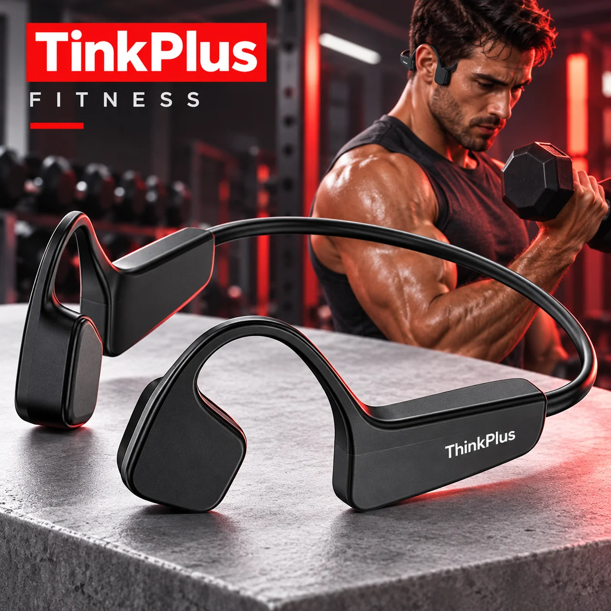 Écouteurs ThinkPlus à conduction osseuse véritable, Bluetooth 5.3, son HiFi, casque de jeu, casque de sport sans fil, longue autonomie avec micro