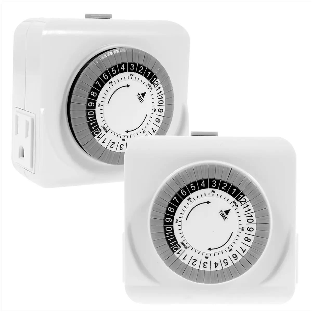 MALL Indoor Mechanical Outlet Timer, 3Prong Timer for Electrical Outlets Indoor with 2 Outlets, 24 Hour US Plug Light Timer