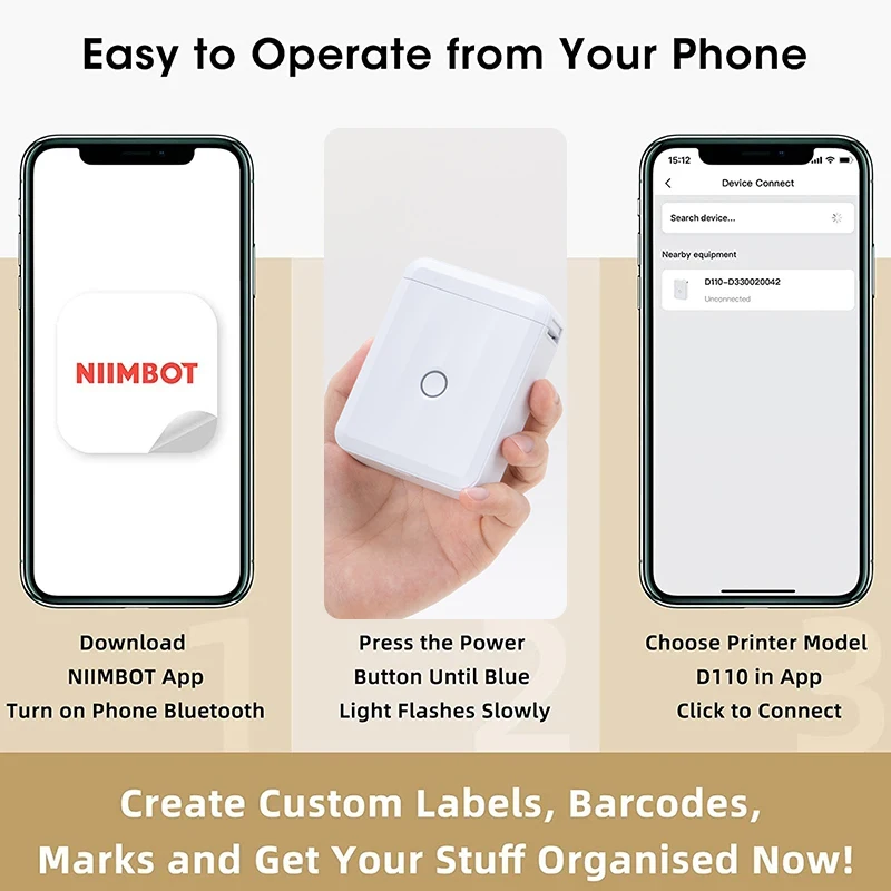 NIIMBOT D110-M Mini Thermal Printer Portable Wireless Bluetooth Printer For Price Tag Mobile Self-adhesive Label Printer D110-M