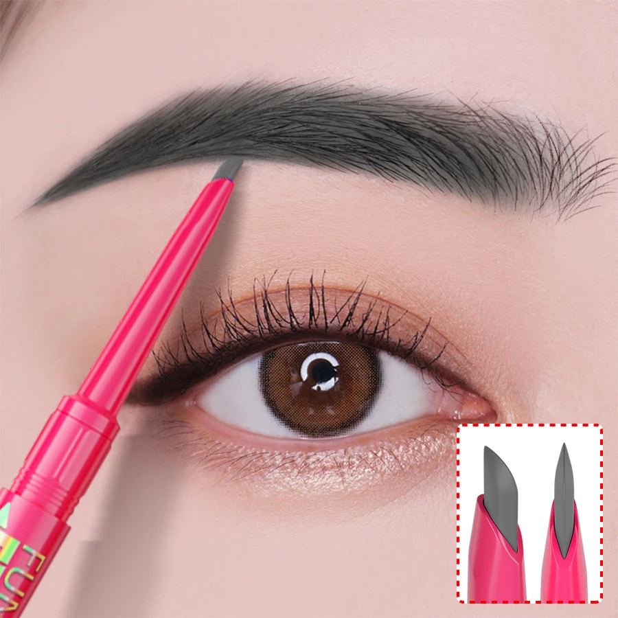 5 色ブラシ付きダブルヘッドアイブロウペンシル 1PC 防水スムーズアイブロウスティック汗防止目韓国メイクギフト化粧品