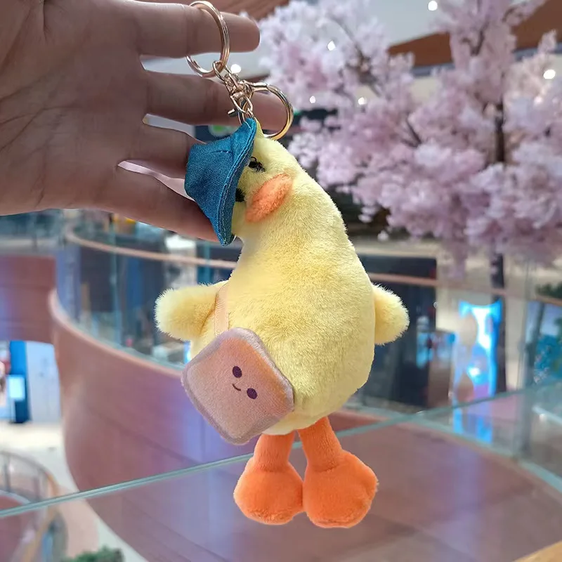 Porte-clés en peluche de dessin animé de canard mignon Kawaii, accessoire de sac de voiture en peluche mignon, porte-clés de Couple garçon et fille, pendentif d'amoureux, cadeaux