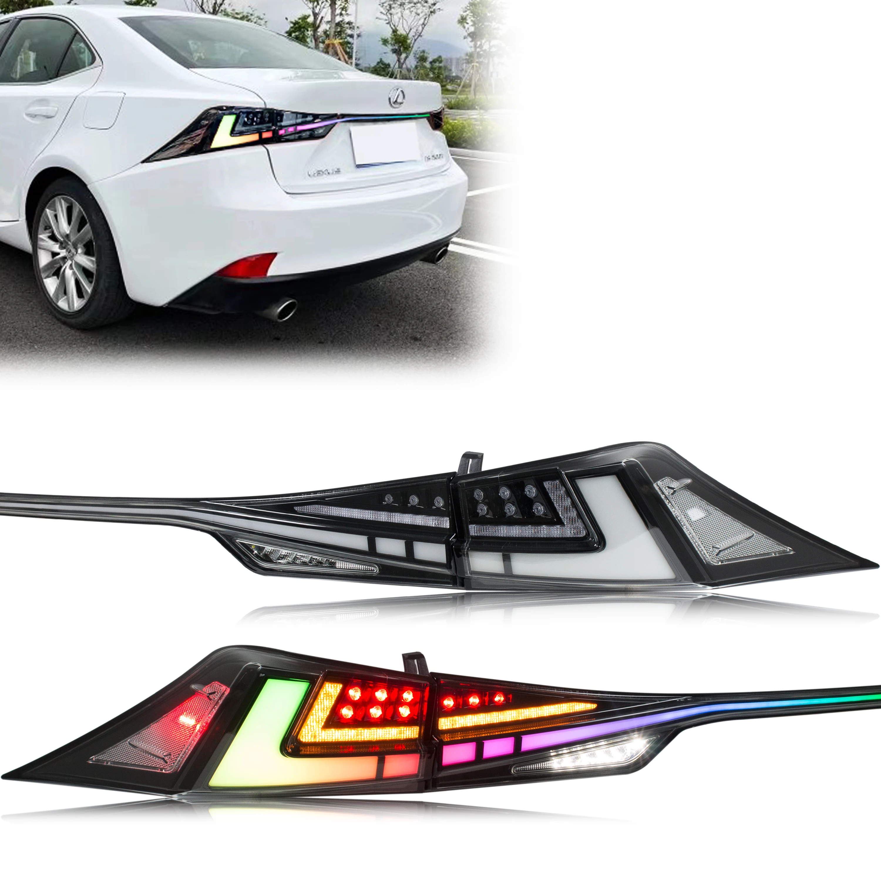 

LED RGB Tail Lights for Lexus IS250 IS300 IS350 IS200t ISF 2013-2020 Start Up Animation Sequential Facelift Lamps