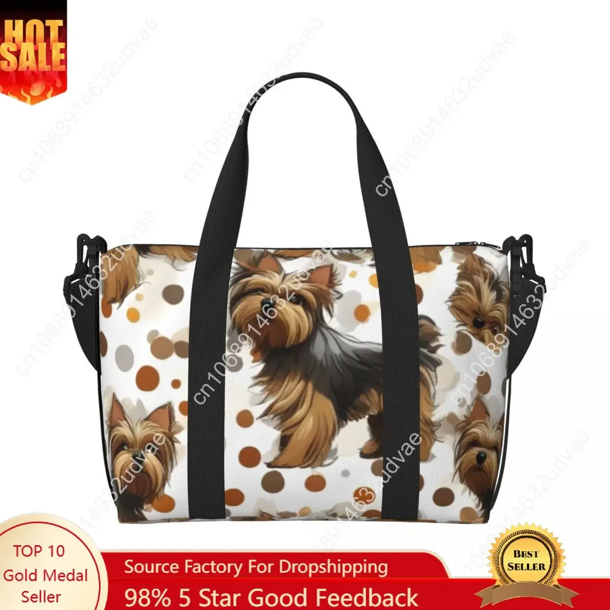 Custom Yorke Dog Yorkshire Terrier Groceries Tote Shopping Bags Women Big Capacity Beach Gym Travel Bags