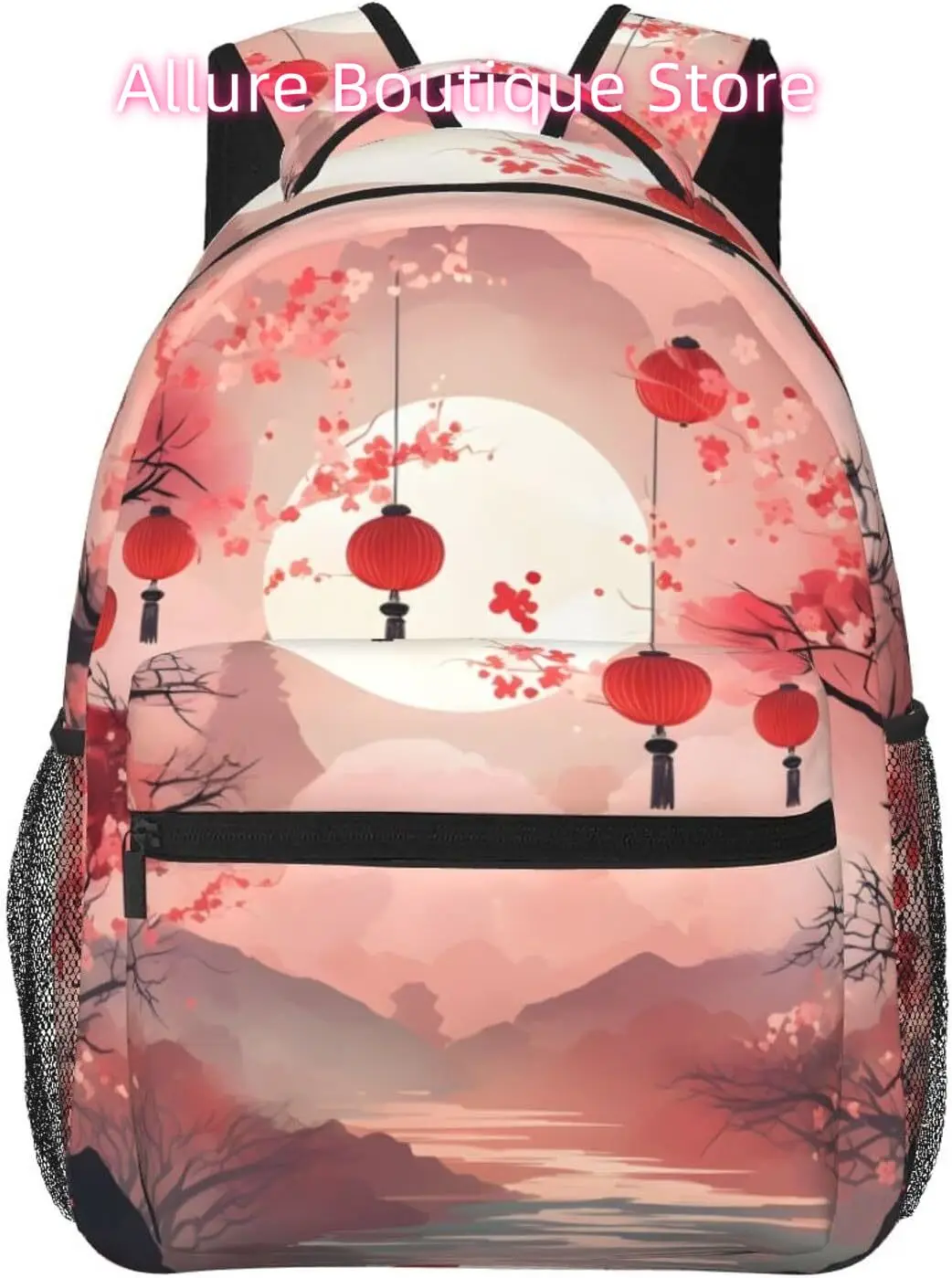 

laptop bag back to school Japanese Cherry Lantern Lightweight Laptop Backpack Lightweight Multipurpose Travel Casual Daypack Uni