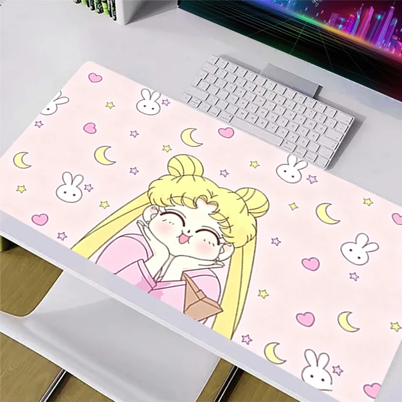 kawaii Mouse Pad Notbook Gaming Accessories NonSlip Large Keyboard Rubber S-Sailor Moons Anime Desk Mat Gamer Computer MousePad