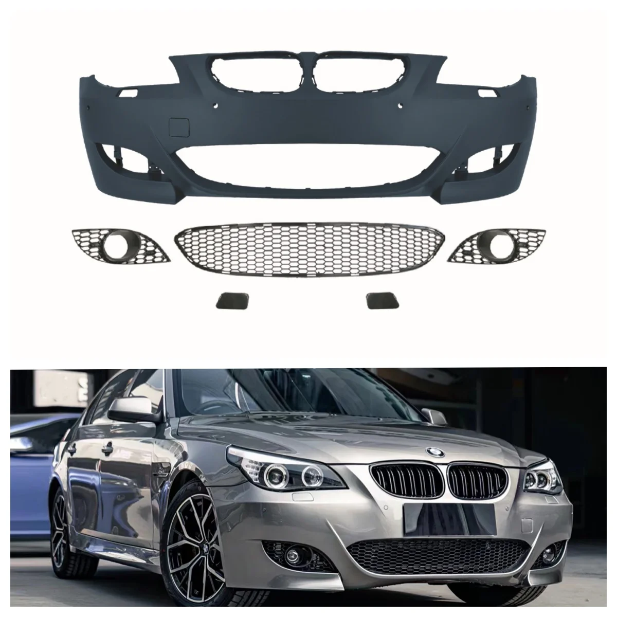 wholesale upgrade E60 conversion body kit E60-M5 look Front bumper Assy with fog lamp hole style For BMW E60-M5 bodykit