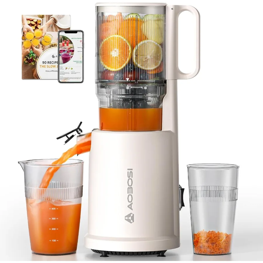 

Electric Masticating Juicer with 5.4 Extra Large Feed Chute for Whole Fruits Vegetables Cold Pressed Slow Juicer Extractor Easy