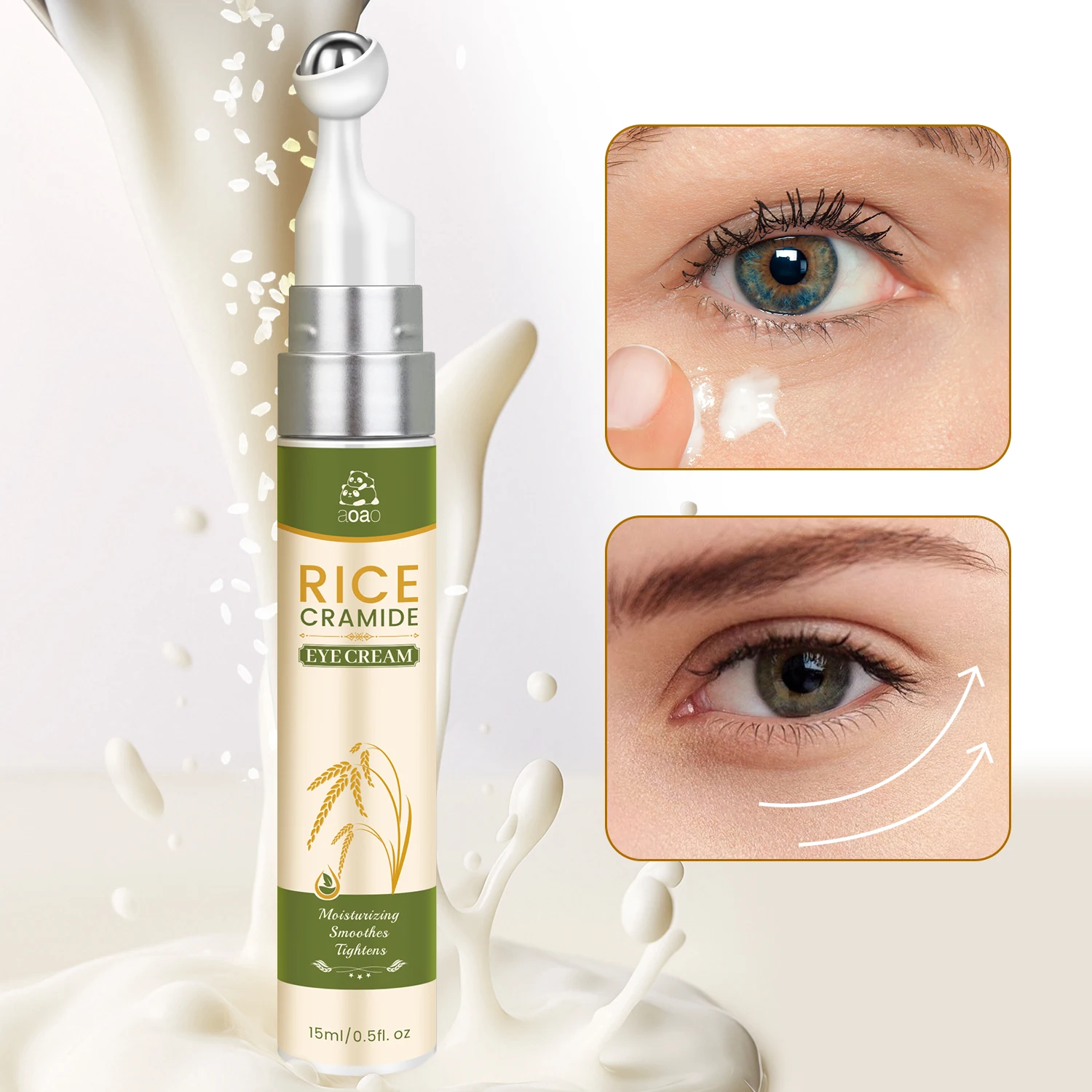 

Rice Ceramide & Brightening Eye Cream- Non-Greasy Formula, Alcohol-Free,Wrinkles, Under-Eye Area - Day & Night Moisturizer