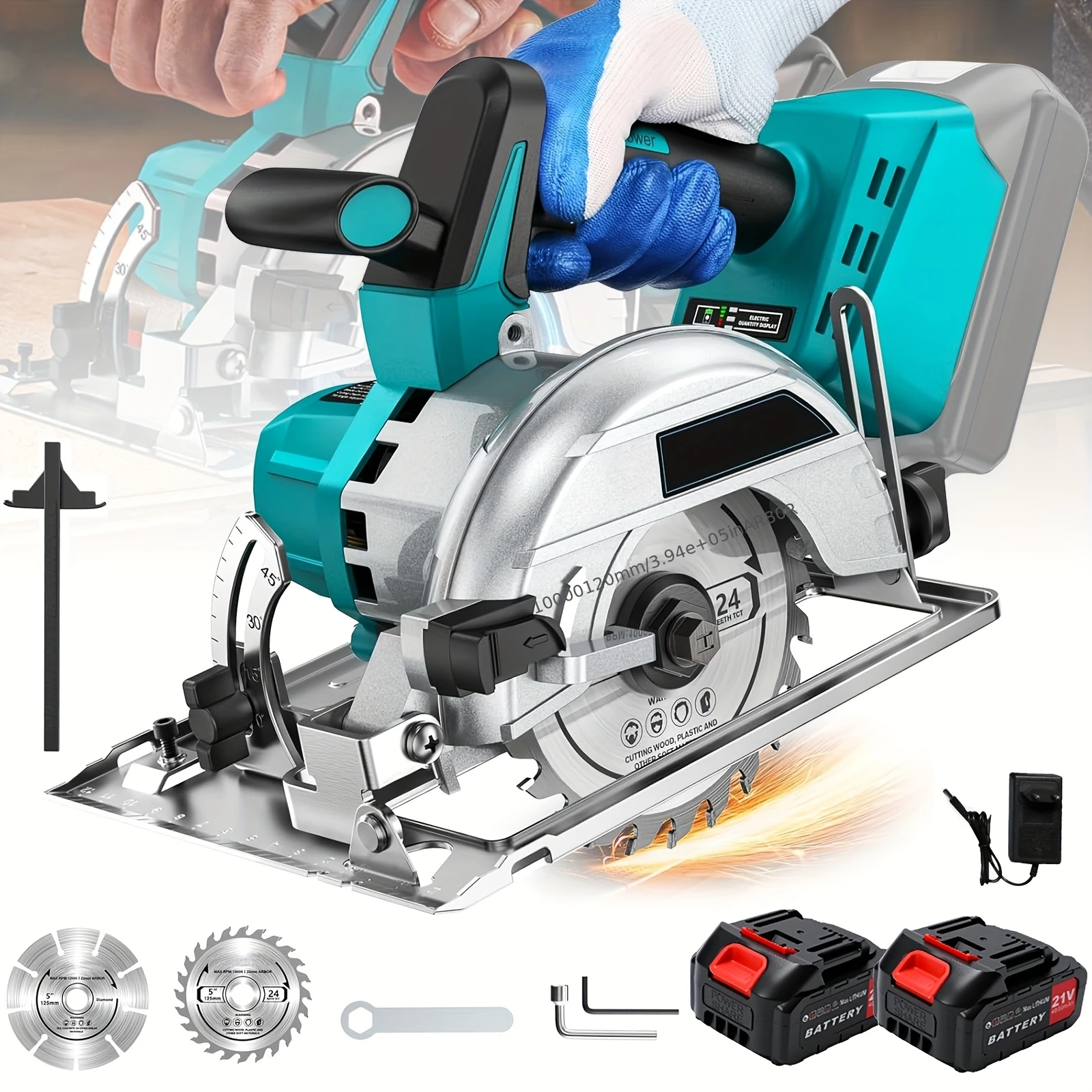 Scie circulaire avec Rail de guidage, scie circulaire manuelle, Mini scie circulaire électrique sans balais, outil de coupe électrique réglable pour le travail du bois