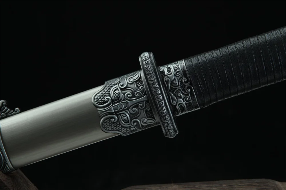 Exquisite Jian Chinese Kungfu Sword Clay Tempered Damascus Steel Blade Iron Sheath Full Tang