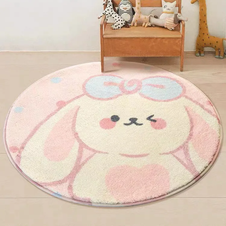 Cute Cartoon Bedroom Decor Plush Carpet Large Area Thickened Children\'s Rug Fluffy Soft Round Floor Mat Washable non-slip rugs