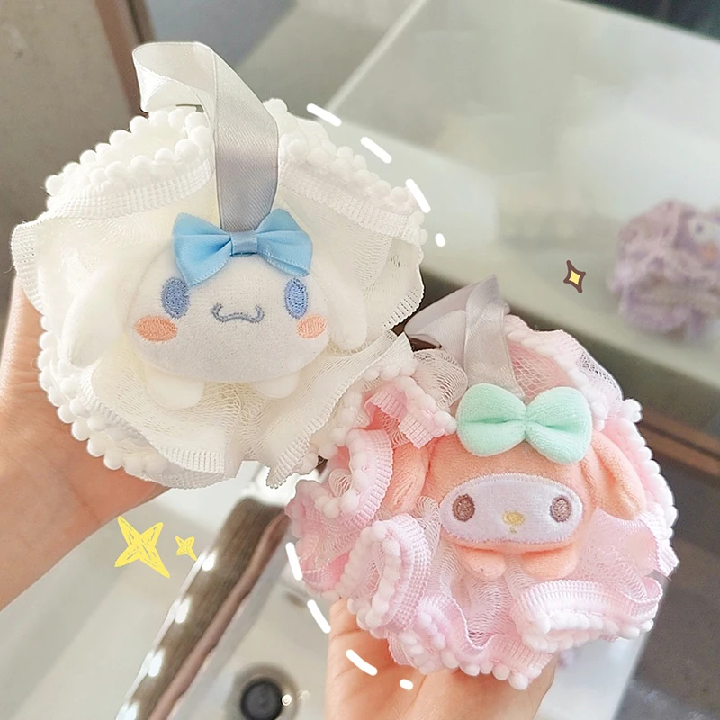 Sanrio Anime Bath Ball Bath Flower Soft Shower Mesh Foaming Sponge Bath Bubble Net Skin Clean Tool