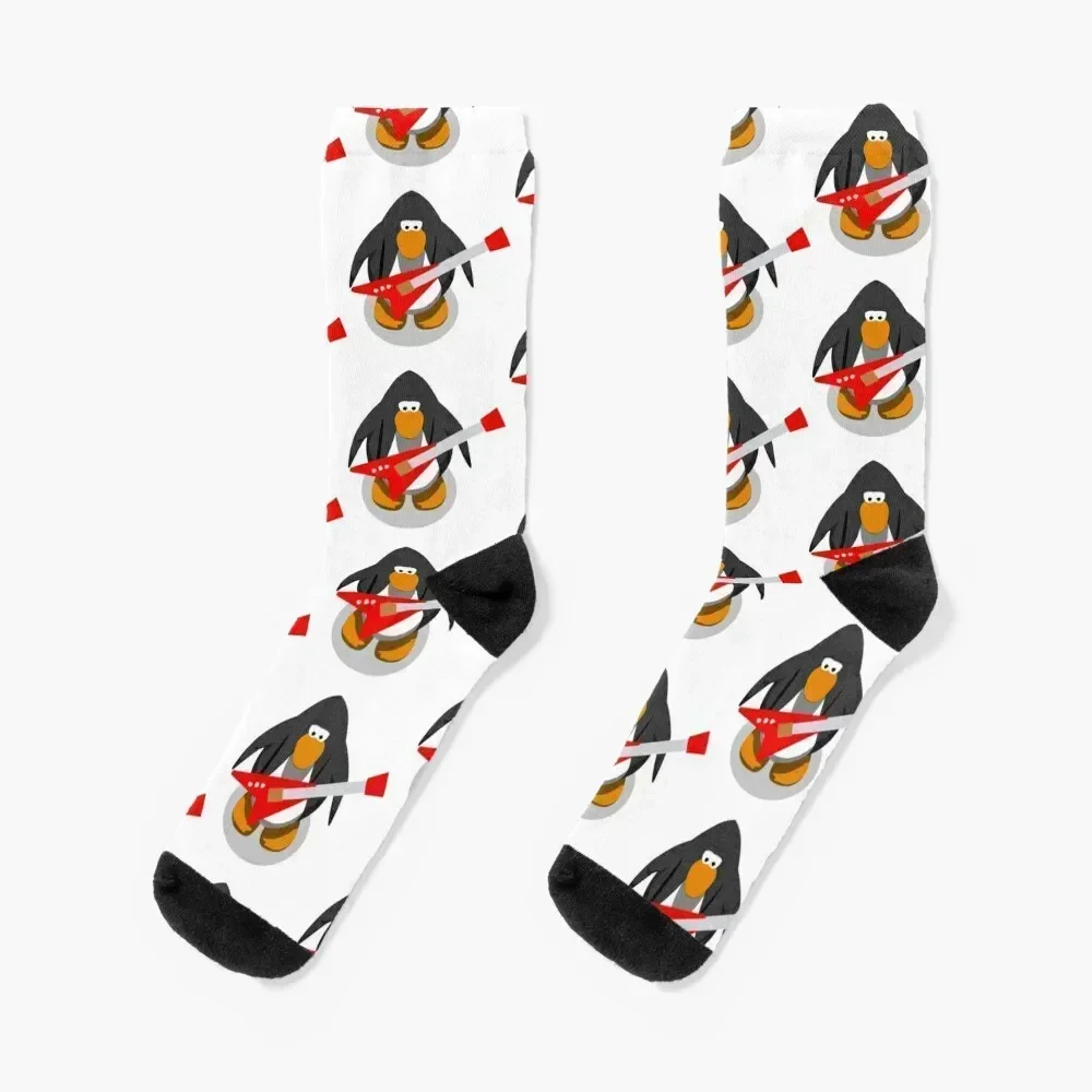 

Club penguin with guitar Socks Stockings funny sock funny gifts hip hop Men Socks Women's