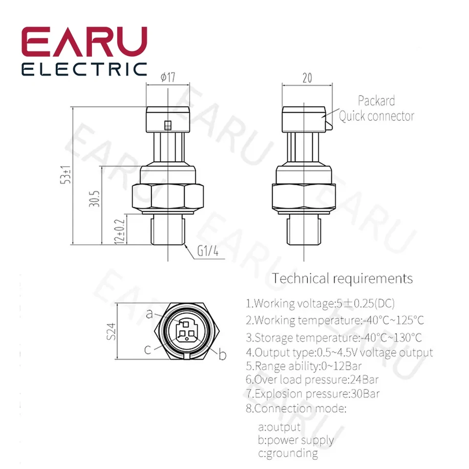 G1/4 Druckwandler 0–80 PSI – Edelstahl Drucksensor Mit 0,5-4,5V Ausgang Für Öl, Luft, Wasser & Kraftstoff