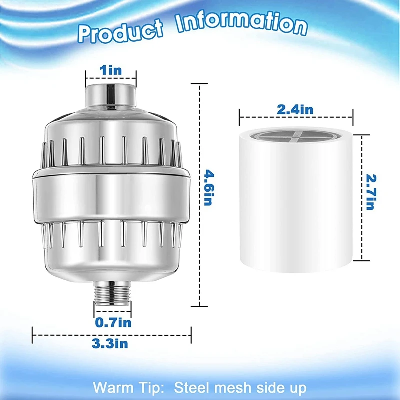 مرشحات رأس الدش مرشح رأس الدش مع 8 خراطيش بديلة للمياه الصلبة