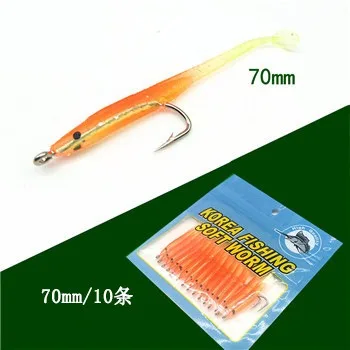 10 Teile/los Langlebige Leucht Silikon Künstliche Weiche Köder Blei Jig Kopf Fisch Aal Köder Wurm Stacheldraht Haken Angelgerät – Detail 5