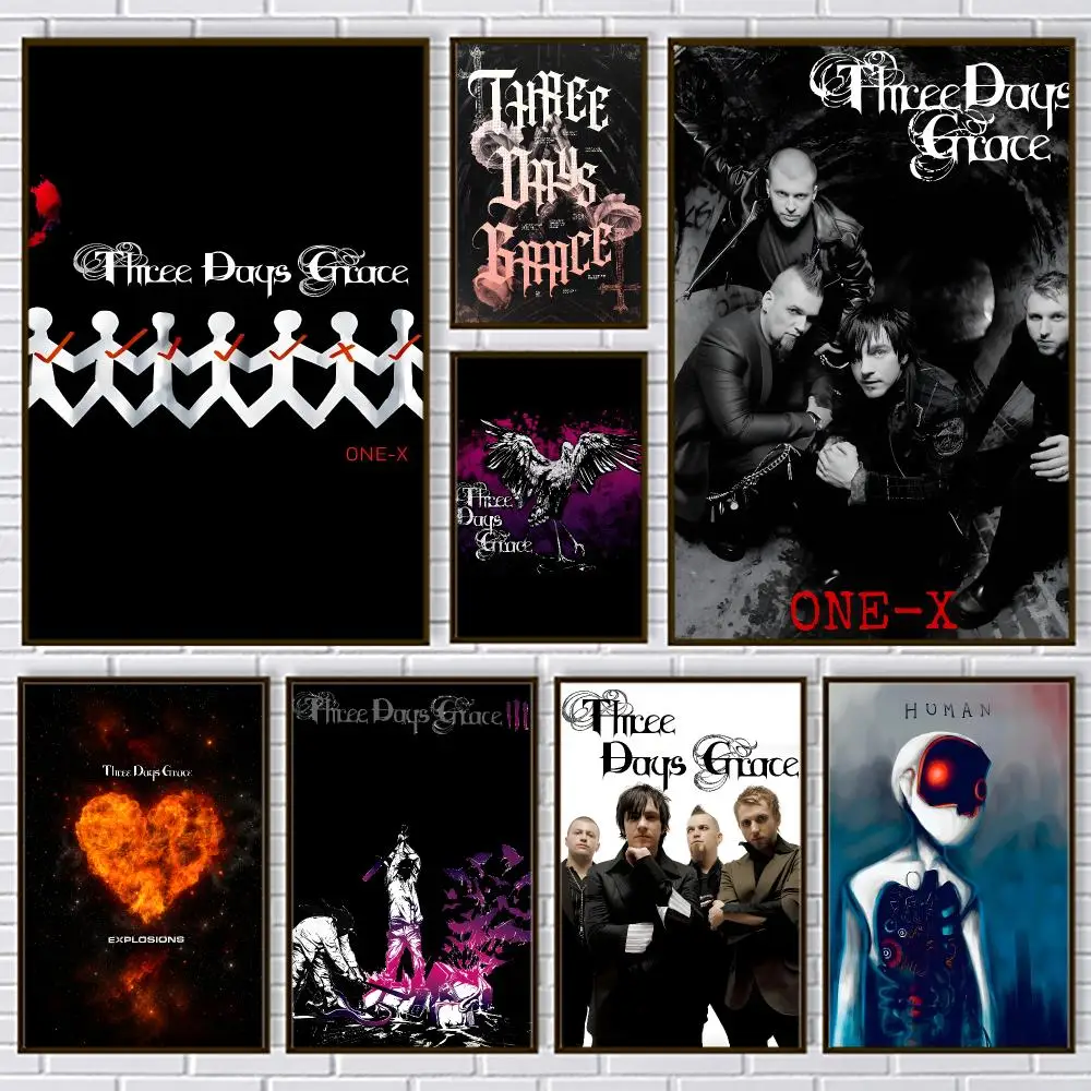 Band T-Three Days Grace Poster PP Paper Decorative Wall Art for Living RoomsBedrooms Bars Cafes Stylish Home Decor Gift
