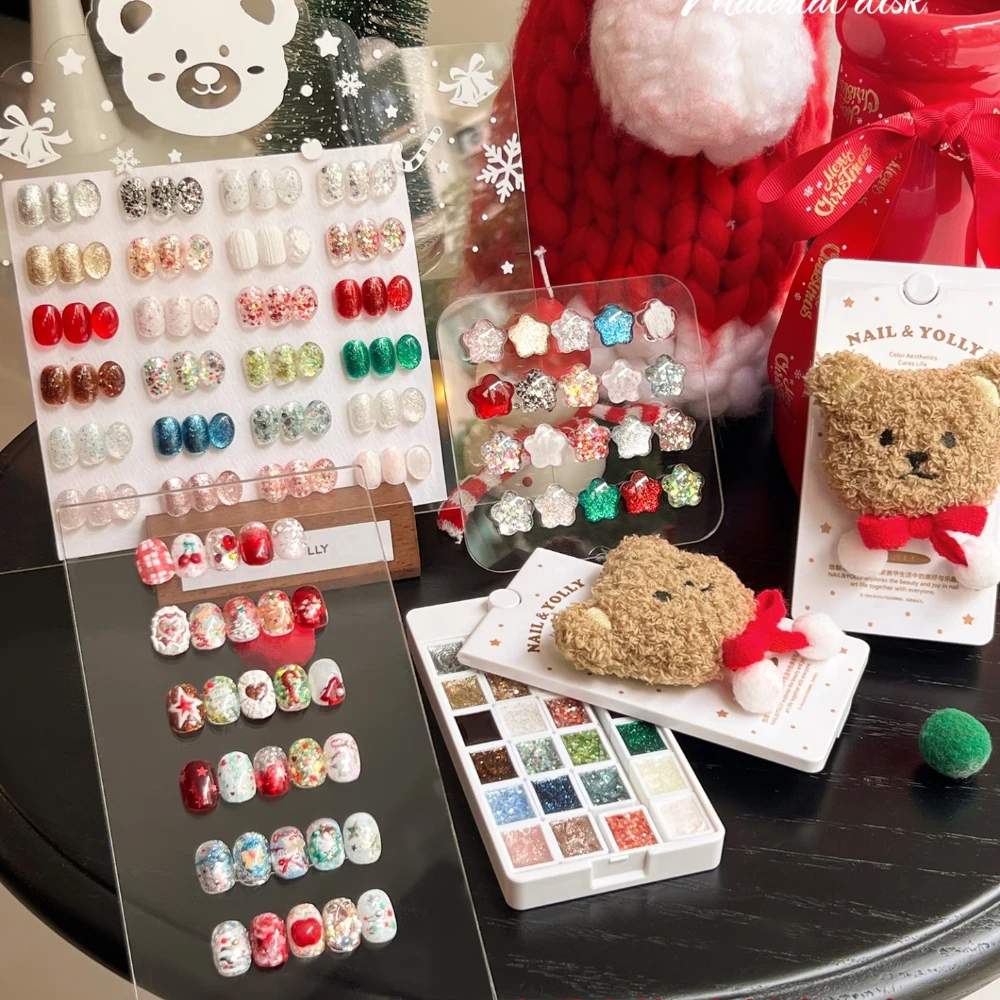 

24 цвета, рождественский материал для ногтей, красный, зеленый, однотонный гель-лак для ногтей, палитра полуперманентных блестящих УФ/светодиодных гель-лаков Soak Off