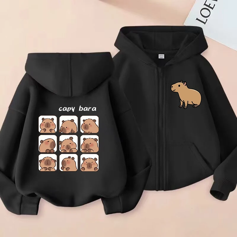 Zip Up Hoodie Kawaii Kids Capybara Children's Hoodie Zipper Children Capibara Sweatshirt Manga Clothes Kid Girl Boy Top Hoody