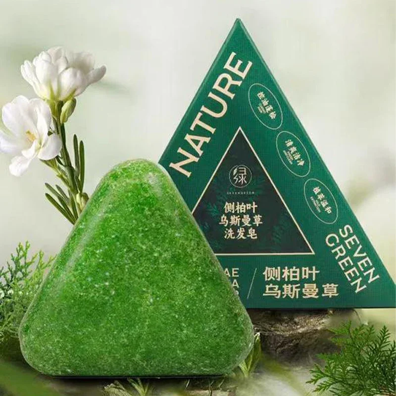 Barra de champú Usman Grass & Platycladus para el crecimiento del cabello, jabón de hierbas naturales para la caída del cabello, controla el aceite, fortalece las raíces, champú