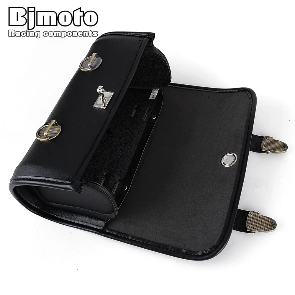 Motorcycle Saddlebag Leather Luggage PU Bags Front Fork Tool Bag For Sportster Chopper Bobber Cruiser Dyna Softail For Yamaha