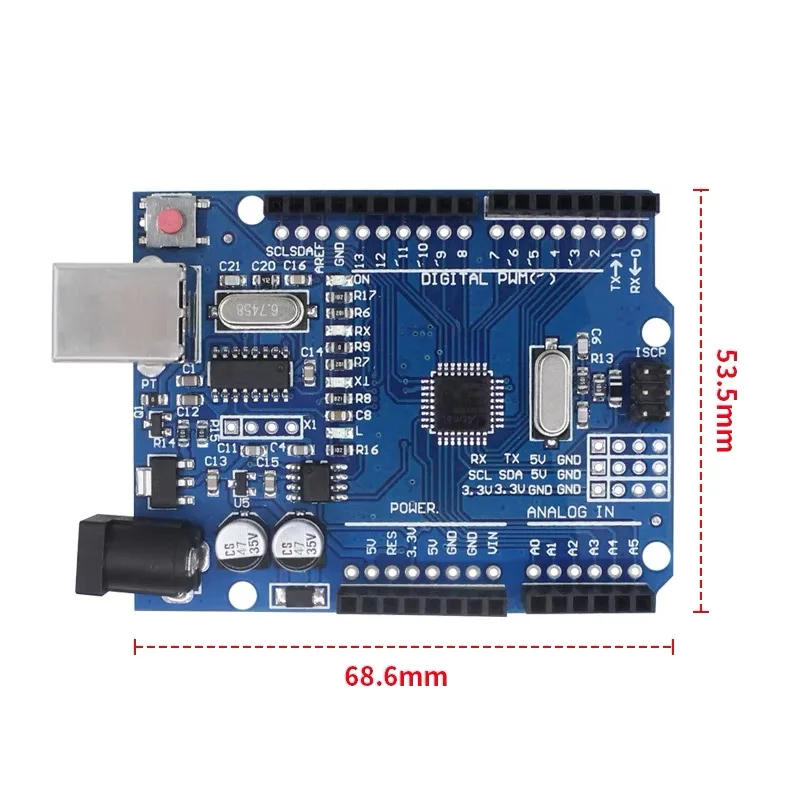 Плата разработки микроконтроллера Atmega328P, улучшенная версия Arduino UNO R3