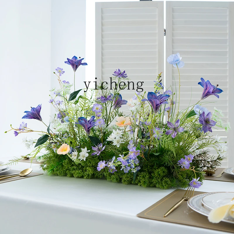 

ZYA Forest Style Finished Artificial Flowers Restaurant Long Table Wedding Arrangement Photography Props Decoration