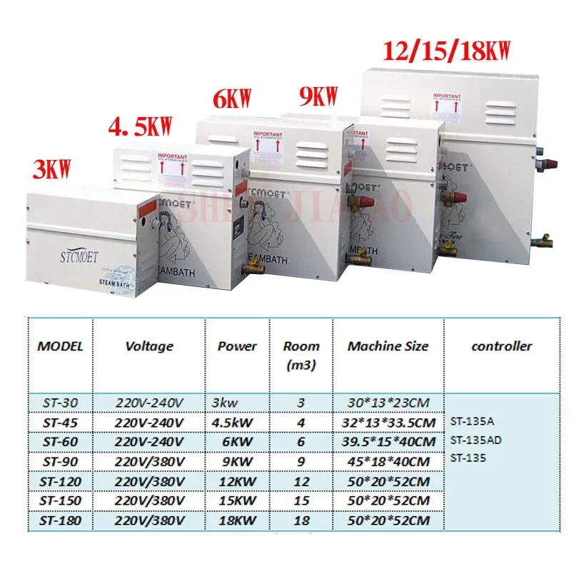 3KW 220V Steam Generator Sauna Steam Machine Home Dry Streaming Furnace Wet Digital Controller Steamer 1PC