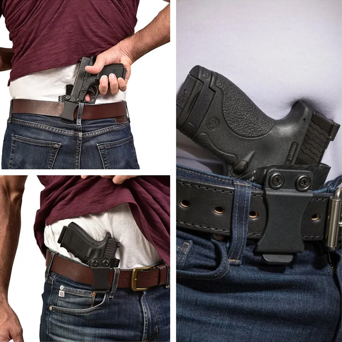 Tactical Inside Waistband Concealed Carry Holsters GLOCK 17 19 22 26 31 43 43X Belt Clip Single Double Stack Right Hand Pouch