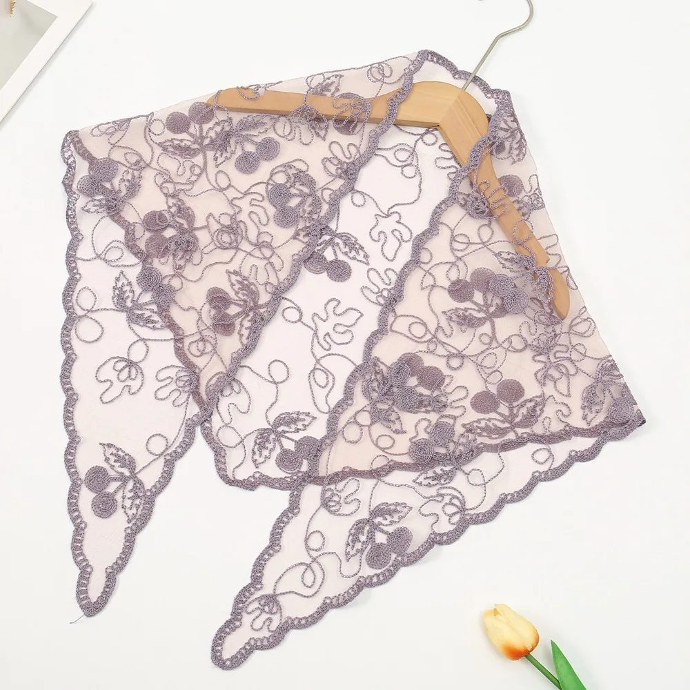 

Новый ажурный кружевной шарф, однотонный платок с вышивкой, бандана, тонкий винтажный шарф для волос, повязка на голову для женщин