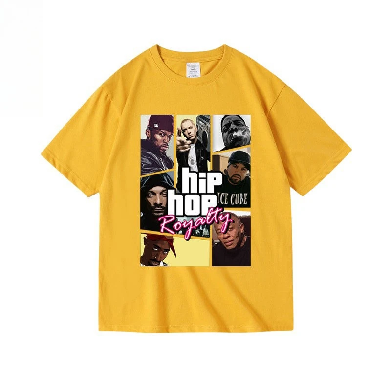 

Trend Brand Loose Short-sleeved Men's and Women's Cotton T-shirt West Coast Old School Gangster Hip-hop Rap Rap Casual Loose Top