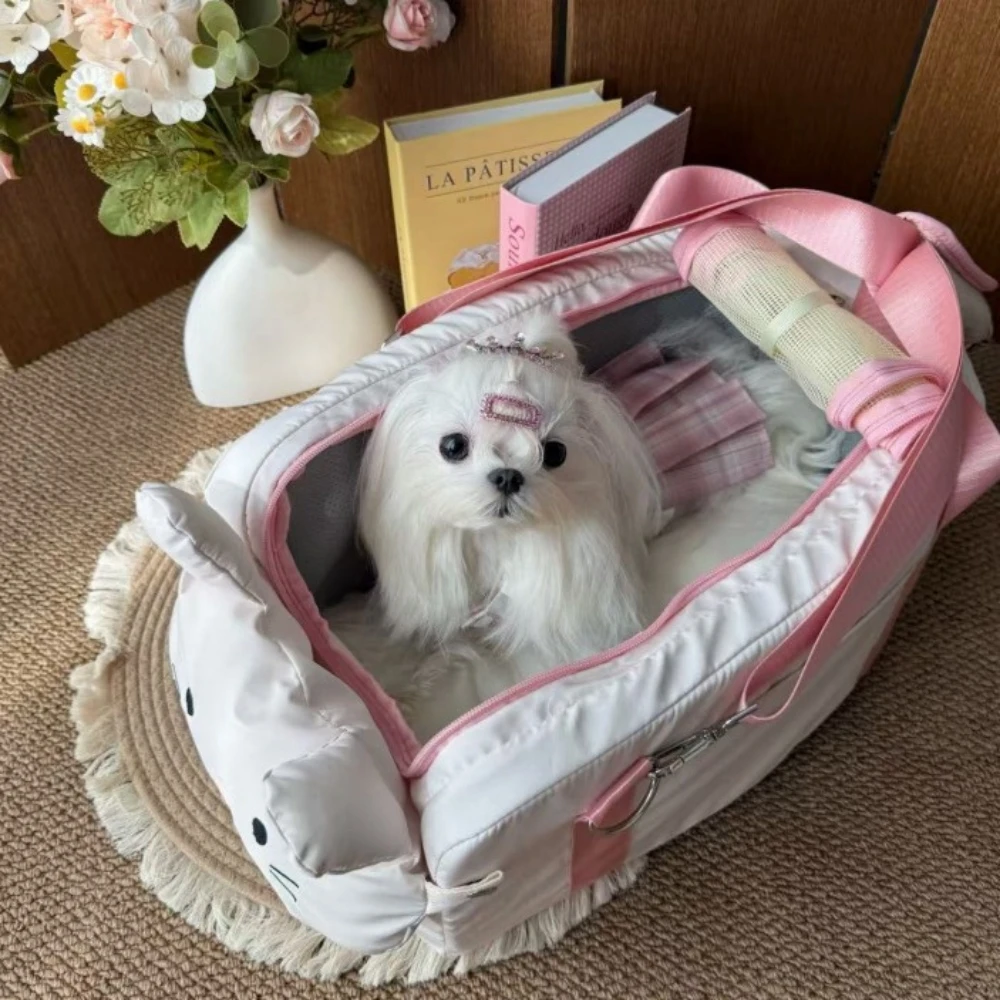 

Cute Dog Car Seat for Small Dog Puppies Center Console Seat Pet Booster Seat for Car Safety Travel Portable Pet Carrier Cat Bag
