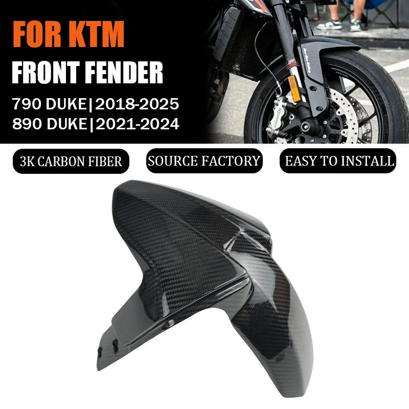 

For KTM DUKE 790 890 2018-2025 3K Real Carbon Fiber Front Fender Hugger Mudguard Fairings Protectors Motorcycle Accessories