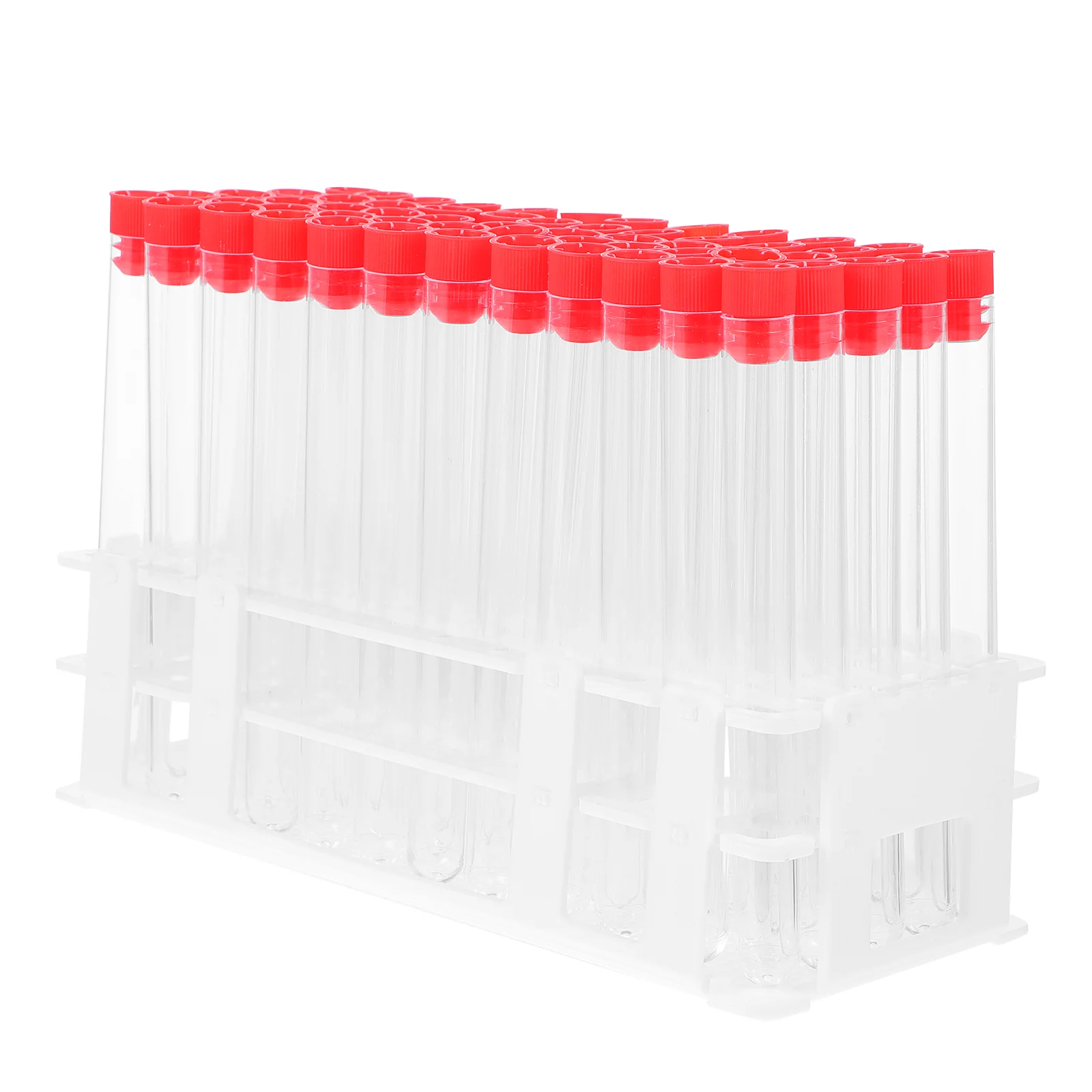 60 Pcs Plastic Test Tube Storage Centrifugal Centrifuge with Stand Scale Kit Science Tubes Stopper for Laboratory Experiment