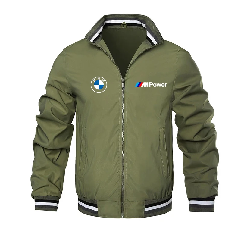 BMW merk logo geprint nieuwe fiets rits jack motorjas auto liefhebbers rits jack casual en eenvoudige heren jas