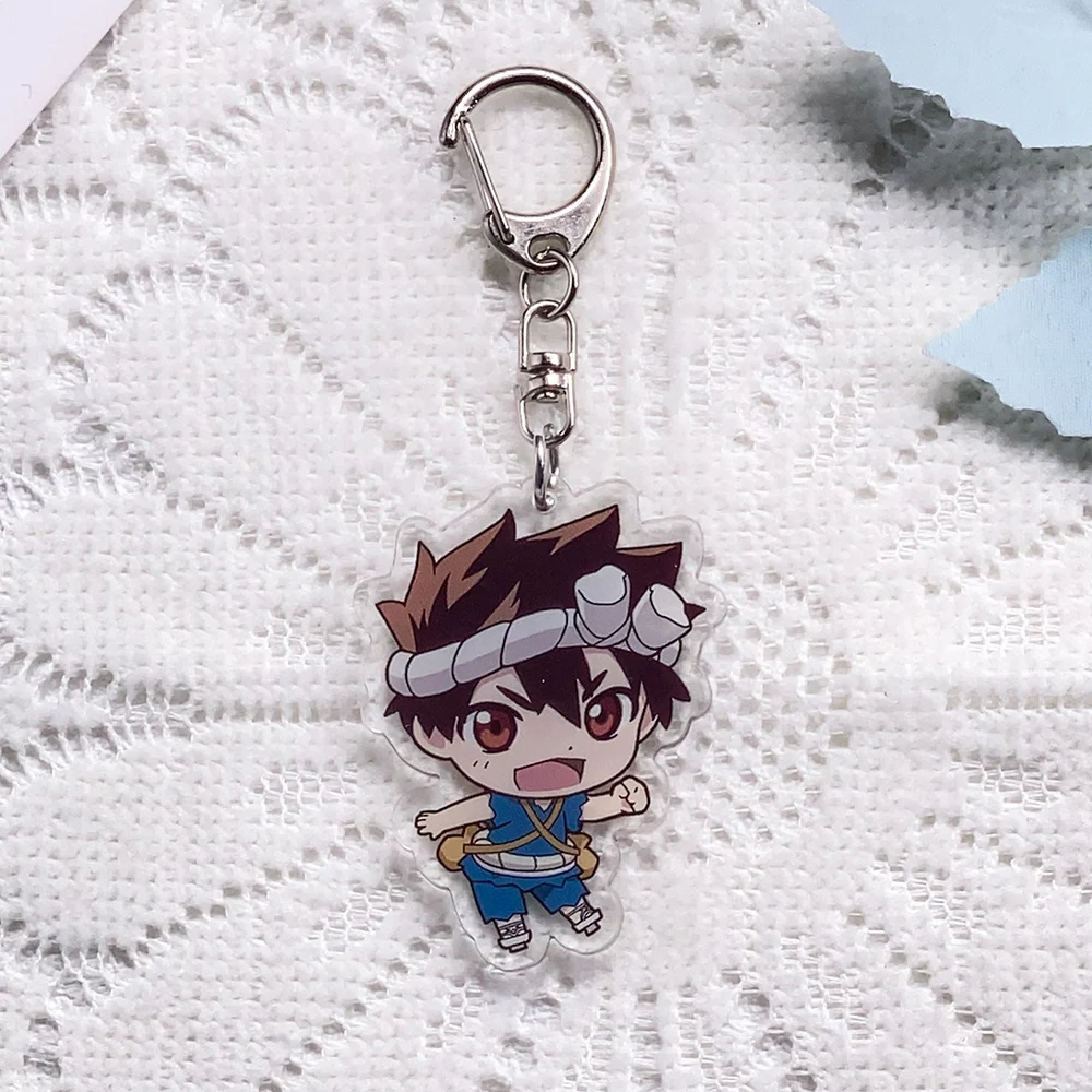 1/6PCS Anime Characters Dr. STONE Acrylic Keychain Accessories Keyrings Friends Gifts Funny Cartoon​ Bag Charms Backpack Pendant image 4