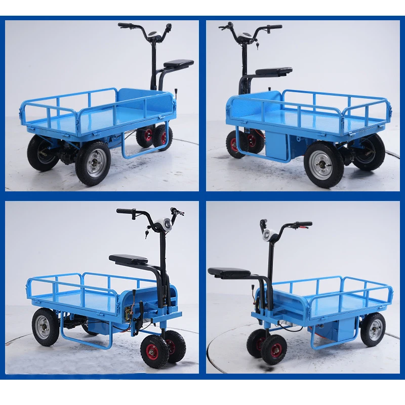 Electric Flatbed Warehouse Handling Turnover Cart Orchard Transportation Truck Platform Trolley Hand Carts Trolleys