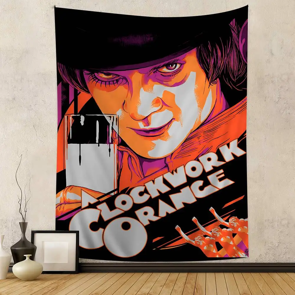 Classic A-A C-Clockwork O-Orange Movie Anime Tapestry Hippie Flower Wall Carpets Dorm Decor Cheap Hippie Wall Hanging