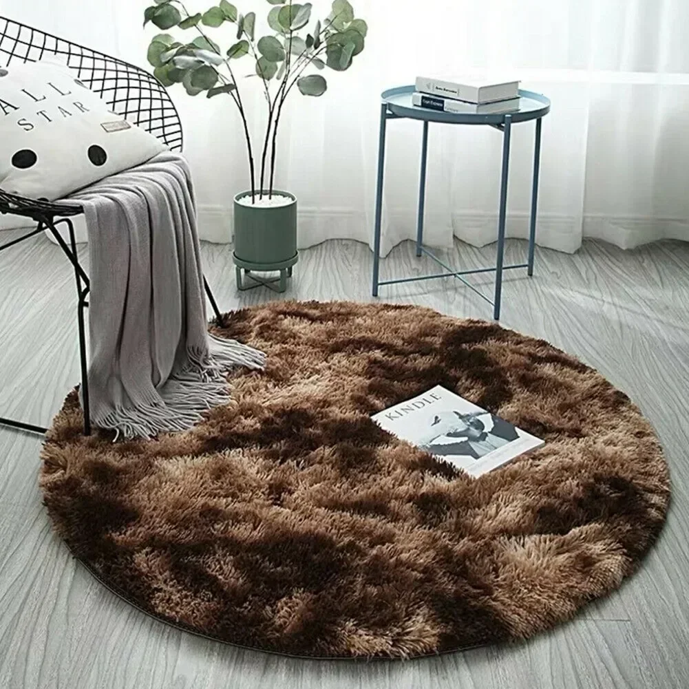 1pc 40cm/60cm Circle Round Shaggy Rug Yoga Meditation Mat Living Room Bedroom Anti-Skid Carpet Modern Style Home Decoration Mat