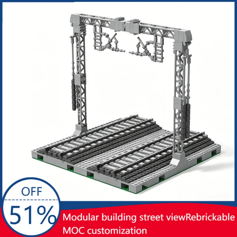 

384PCS Railway Catenary Portal City Train Scene MOC Model Custom Blocks DIY Assembly Educational Toy For Display Birthday Gift