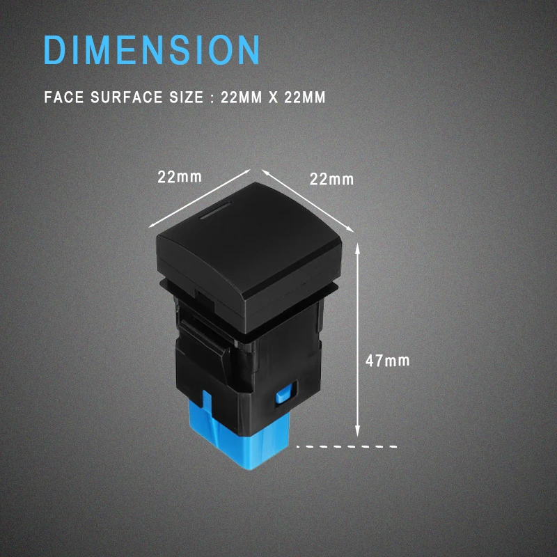Push Button Switch 12V Blue Led Light 22x22mm Radar Parking USB Charger for Toyota LandCruiser Prado Camry RAV4 Corolla Hiace
