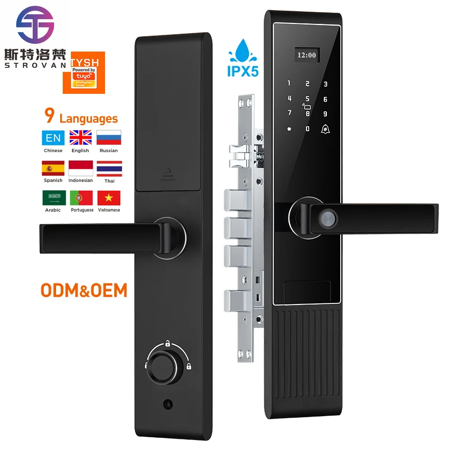 

STLF Tuya Fingerprint Wifi Smart Lock for Front Door Digital Locks With Type C Charge Port for Apartment Hotel and Home