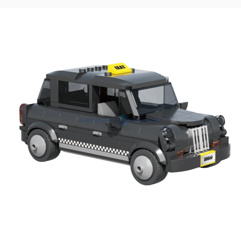 Retro Taxi MOC 66008 Black Sedan Car Building Blocks Transportation Vehicle Bricks Model Boys Kids Toy Birthday Festival Gift