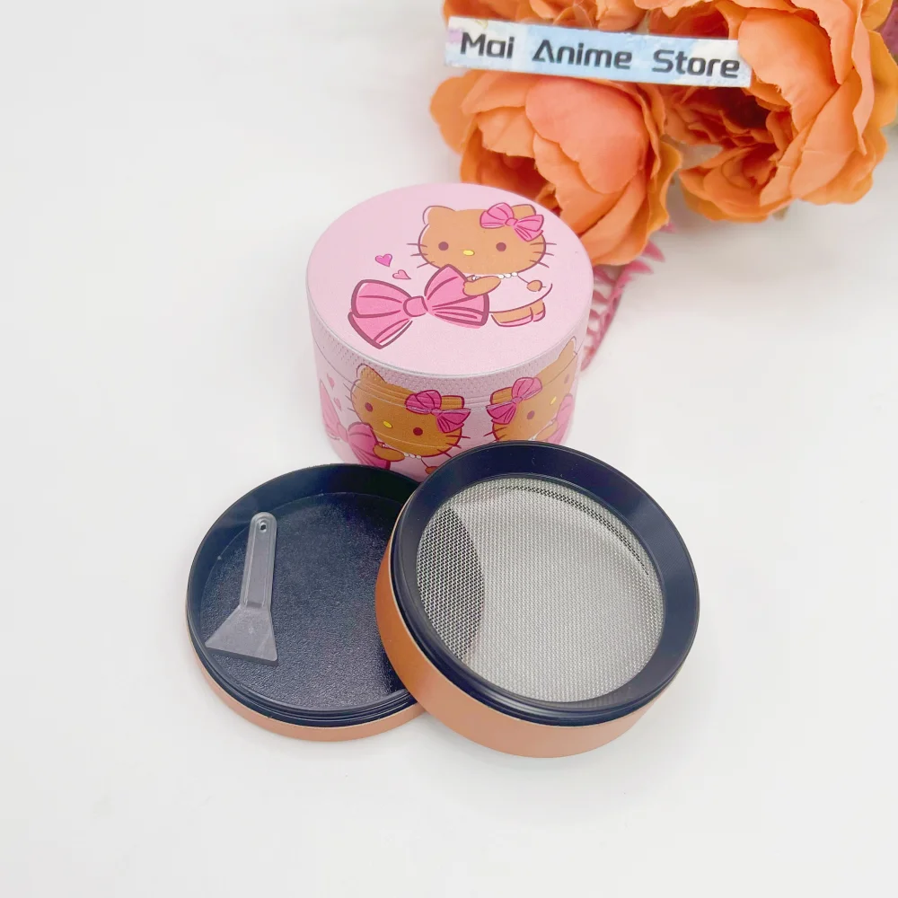 2inch Hello Kitty Herb Grinder Metal Sanrio Mortar Spice Mill Manual 4-layer Salt Grass Tobacco Grinder Smoke Cigarette Tool image 6