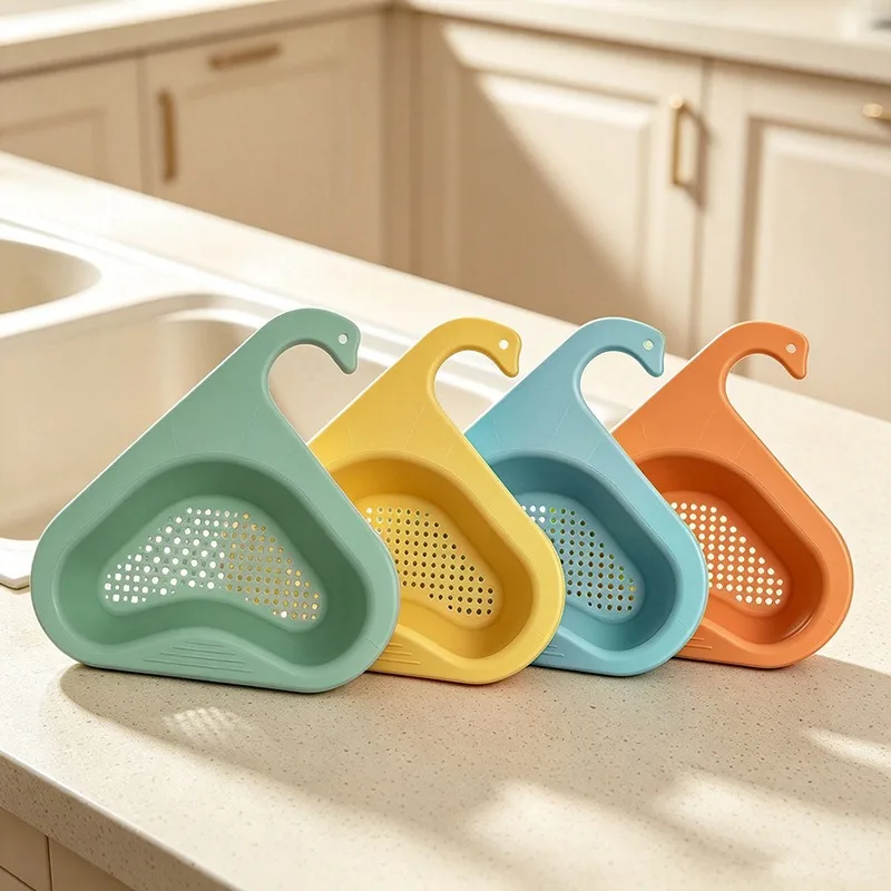 Sink-Side Swivel Colander, Multifunctional Hanging Fruit and Vegetable Strainer, No Drilling Installation