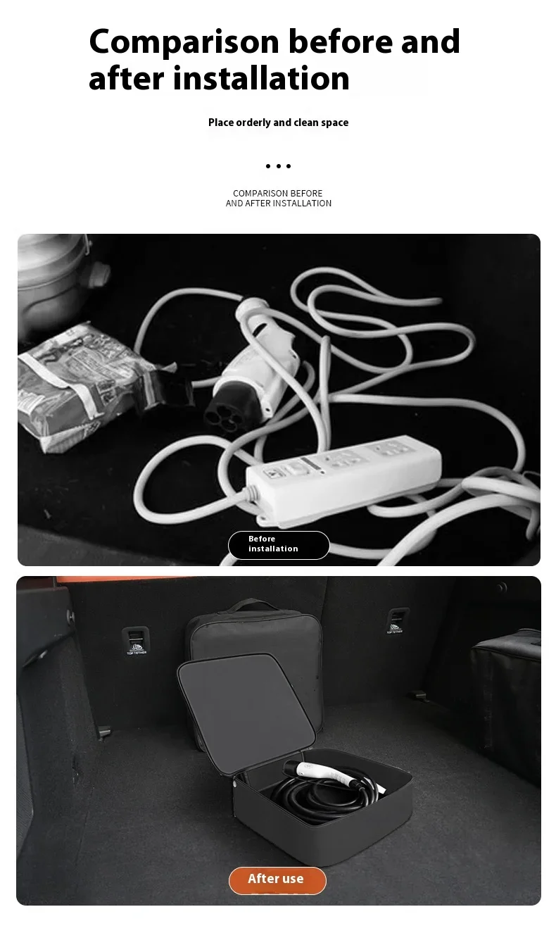 Wasserdichte Aufbewahrungstasche für Elektroauto-Ladekabel mit Tragegriff – Detail 2