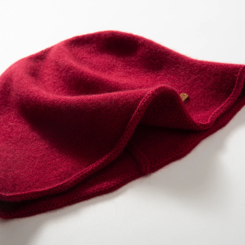 MERRILAMB Neue Kaschmir Eimer Hüte Herbst Winter Hohe Qualität Mode Im Freien Einfarbig Warme Kaschmir Gestrickte Kappe für Frauen – Detail 20