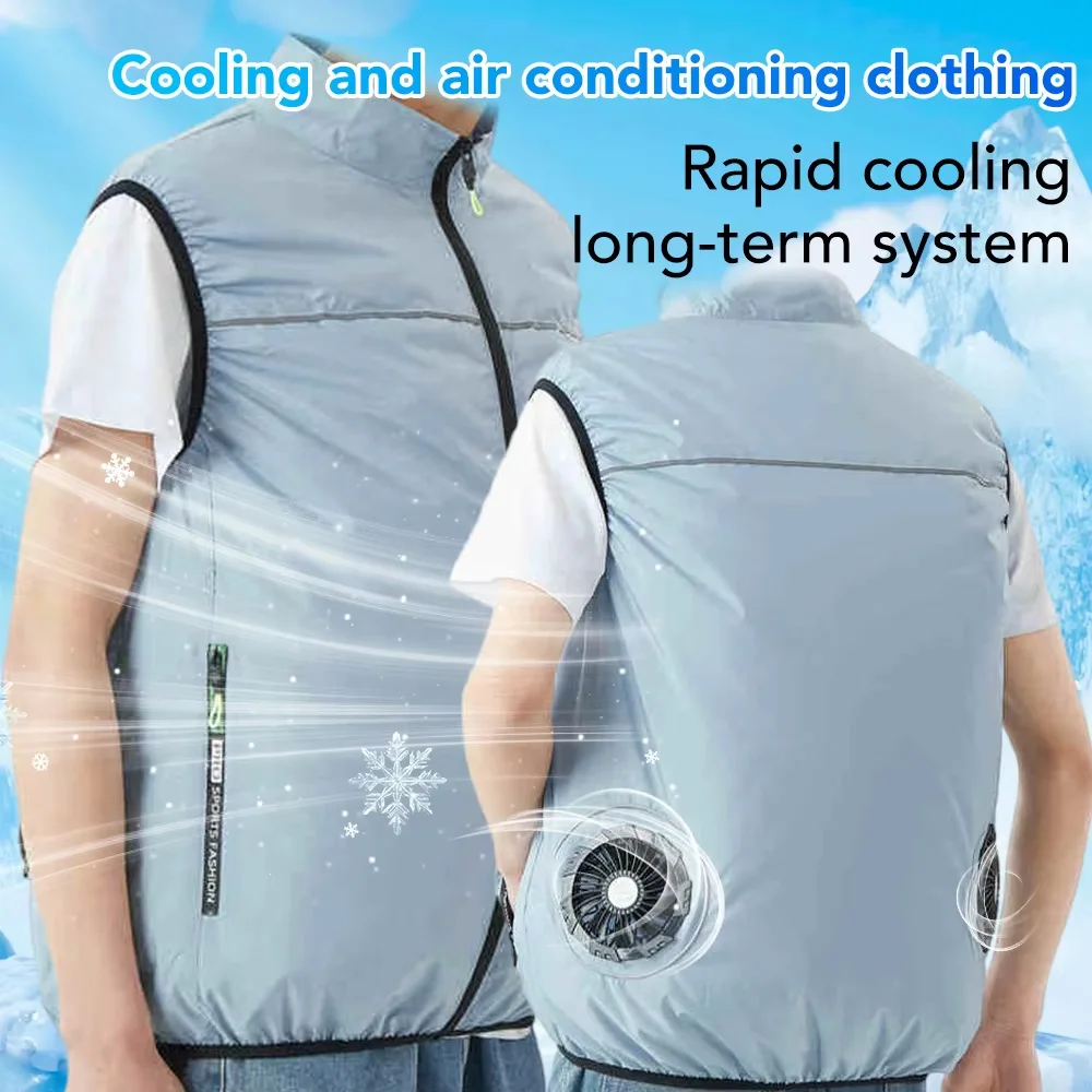 Summer Intelligent Cooling Fan Clothes Men's Ice Vest Fan Air Conditioner Clothes USB Rechargeable Cooling Vest Outdoor Workwear